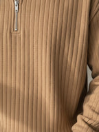 Pullover V-neck zip up