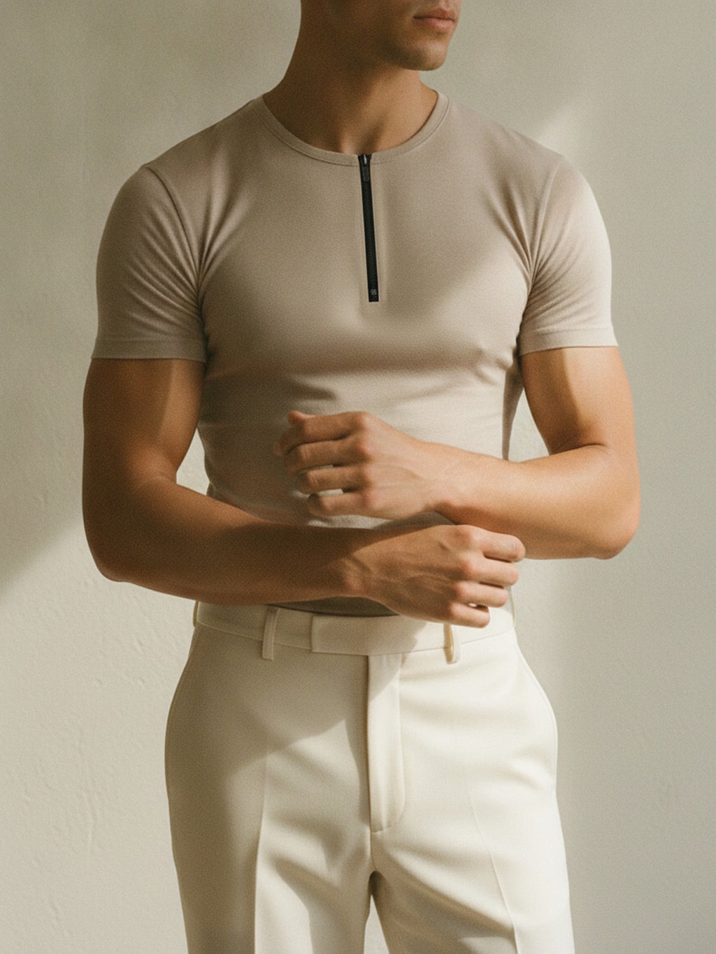 Quarter zip Fabric short sleeve