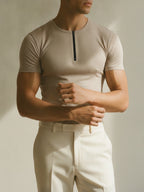Quarter zip Fabric short sleeve