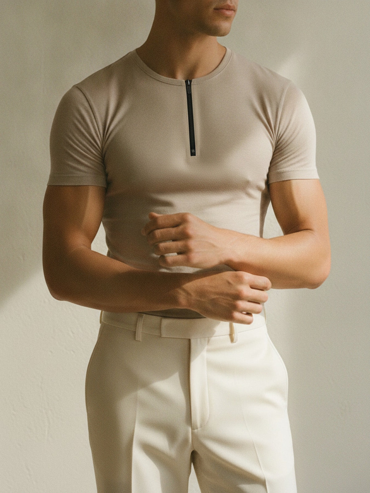 Quarter zip Fabric short sleeve