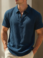 Waffle-knit polo