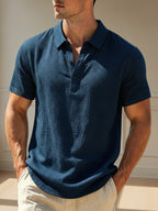 Waffle-knit polo