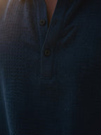 Waffle-knit polo