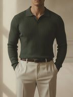 Long sleeve striped polo
