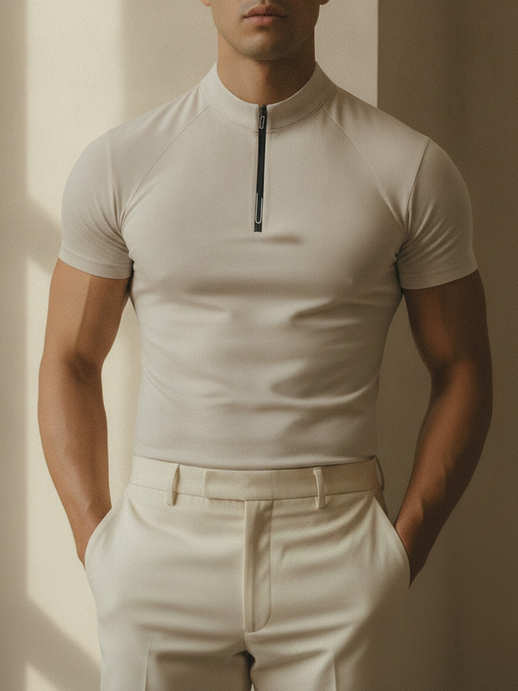 Quarter zip Fabric short sleeve