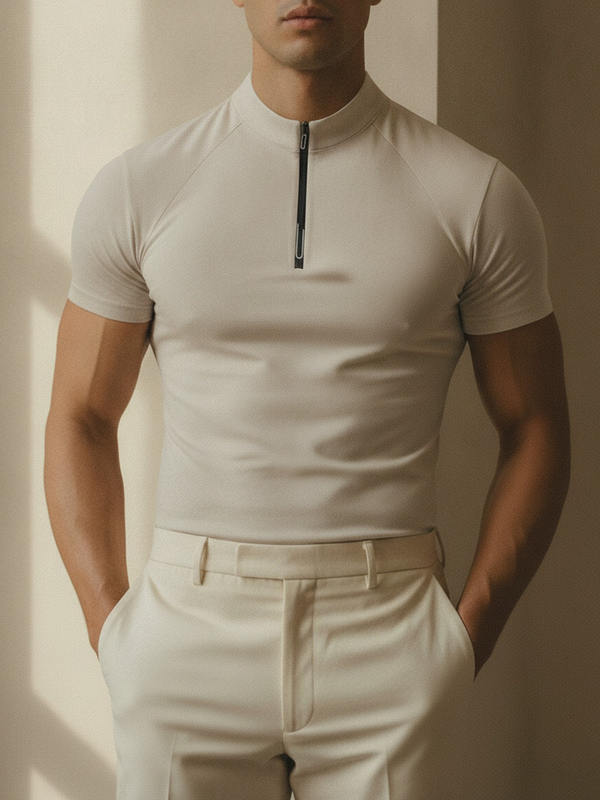 Quarter zip Fabric short sleeve