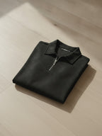 Textured half zip polo